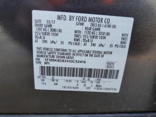 Photo 9 VIN: 1FM5K8D8XHGC52416 - FORD EXPLORER X 