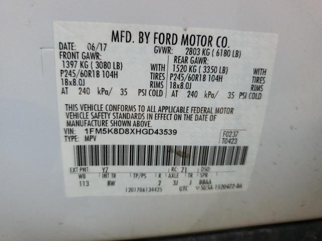 Photo 9 VIN: 1FM5K8D8XHGD43539 - FORD EXPLORER X 