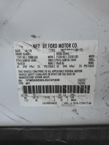 Photo 12 VIN: 1FM5K8D8XJGC60408 - FORD EXPLORER 