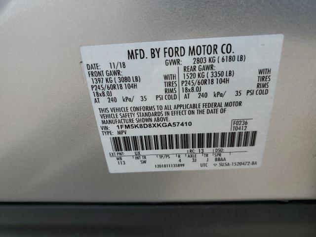 Photo 12 VIN: 1FM5K8D8XKGA57410 - FORD EXPLORER 