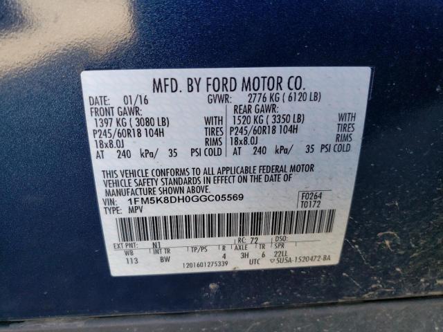 Photo 12 VIN: 1FM5K8DH0GGC05569 - FORD EXPLORER 