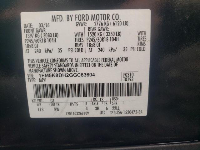 Photo 9 VIN: 1FM5K8DH2GGC63604 - FORD EXPLORER X 