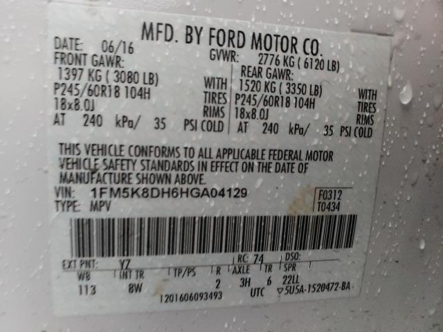 Photo 9 VIN: 1FM5K8DH6HGA04129 - FORD EXPLORER X 