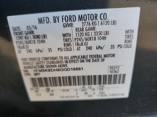 Photo 12 VIN: 1FM5K8DH8GGD18881 - FORD EXPLORER X 