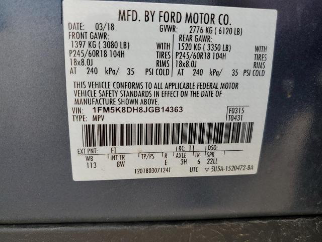 Photo 12 VIN: 1FM5K8DH8JGB14363 - FORD EXPLORER 