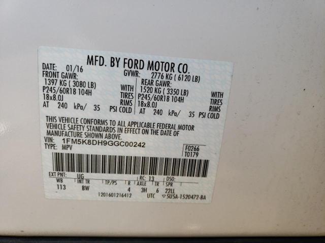 Photo 12 VIN: 1FM5K8DH9GGC00242 - FORD EXPLORER X 