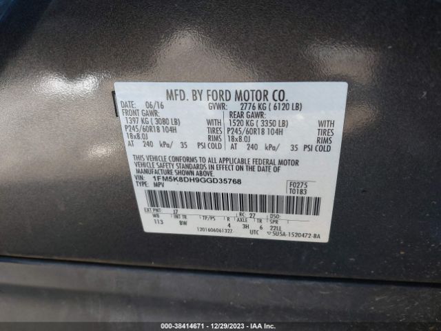 Photo 8 VIN: 1FM5K8DH9GGD35768 - FORD EXPLORER 