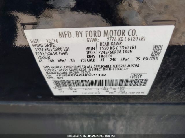 Photo 8 VIN: 1FM5K8DH9HGB71102 - FORD EXPLORER 