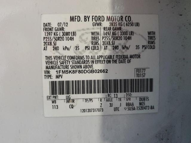 Photo 12 VIN: 1FM5K8F80DGB02662 - FORD EXPLORER L 