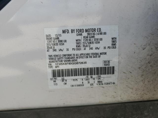 Photo 12 VIN: 1FM5K8F80GGB72635 - FORD EXPLORER L 