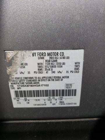 Photo 9 VIN: 1FM5K8F80HGA17102 - FORD EXPLORER L 