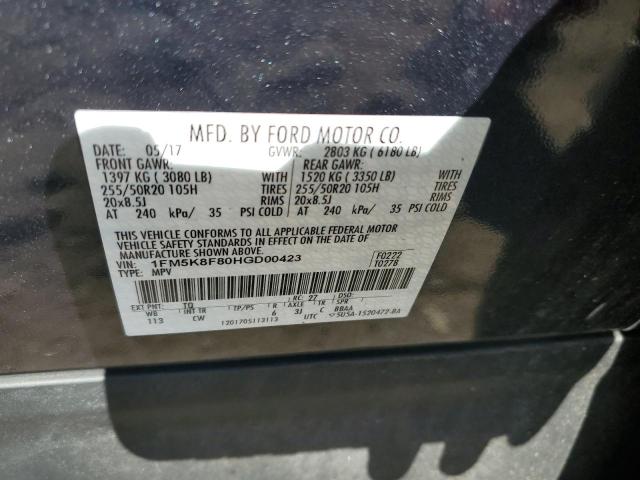 Photo 9 VIN: 1FM5K8F80HGD00423 - FORD EXPLORER L 