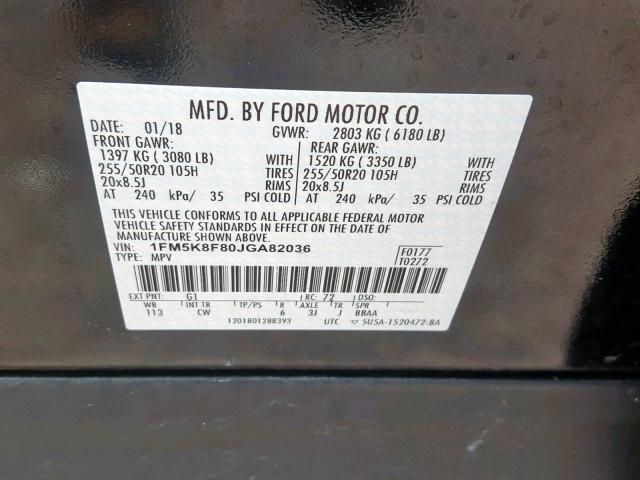 Photo 9 VIN: 1FM5K8F80JGA82036 - FORD EXPLORER L 