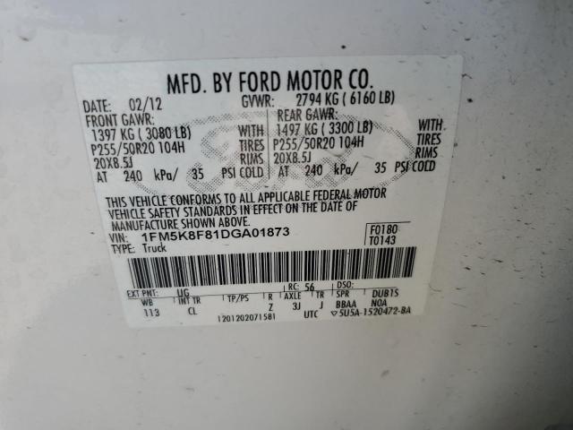 Photo 12 VIN: 1FM5K8F81DGA01873 - FORD EXPLORER 