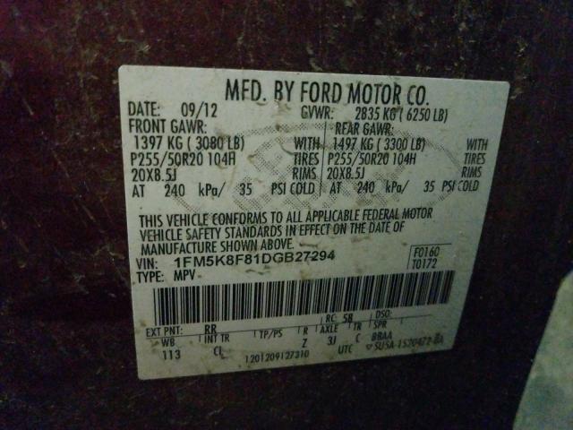 Photo 9 VIN: 1FM5K8F81DGB27294 - FORD EXPLORER L 