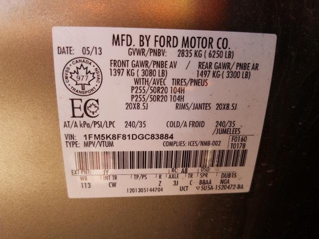 Photo 9 VIN: 1FM5K8F81DGC83884 - FORD EXPLORER L 