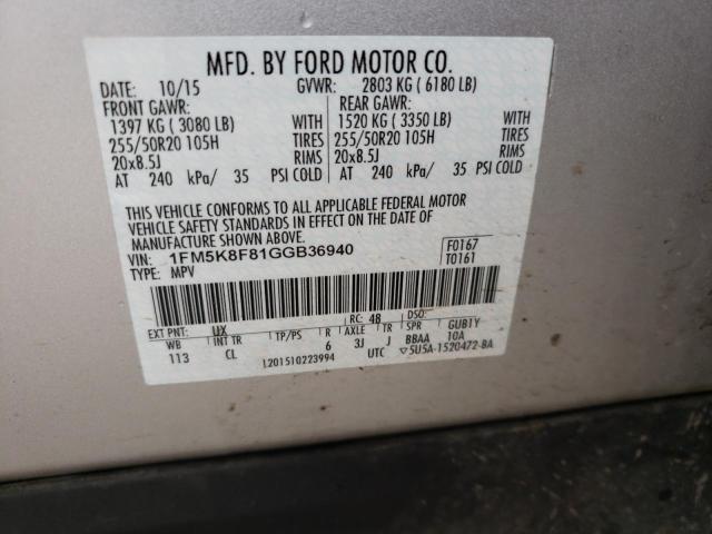 Photo 13 VIN: 1FM5K8F81GGB36940 - FORD EXPLORER L 