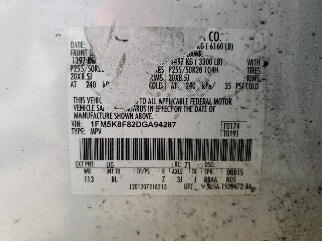 Photo 12 VIN: 1FM5K8F82DGA94287 - FORD EXPLORER L 