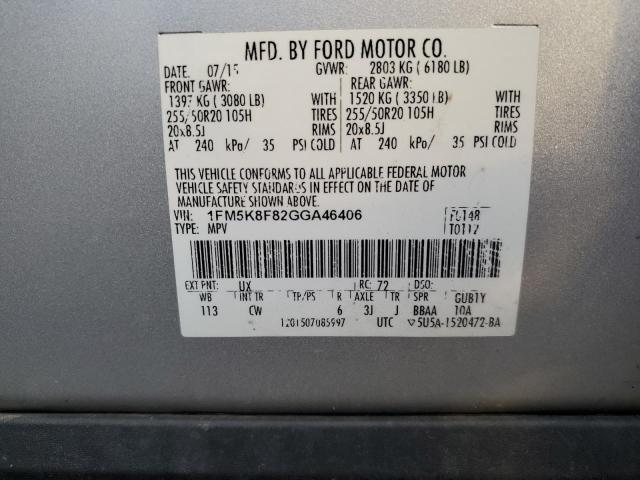 Photo 12 VIN: 1FM5K8F82GGA46406 - FORD EXPLORER L 