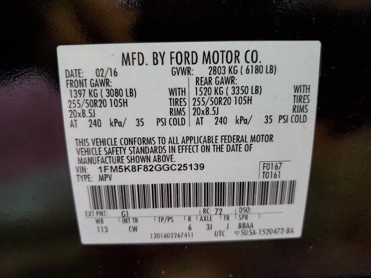 Photo 12 VIN: 1FM5K8F82GGC25139 - FORD EXPLORER 