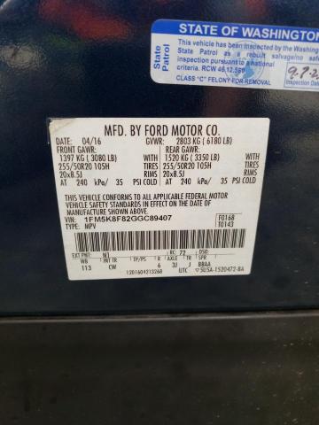 Photo 12 VIN: 1FM5K8F82GGC89407 - FORD EXPLORER 