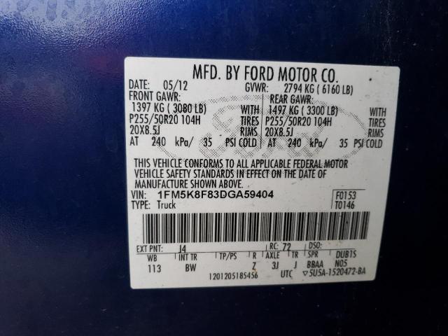 Photo 12 VIN: 1FM5K8F83DGA59404 - FORD EXPLORER L 