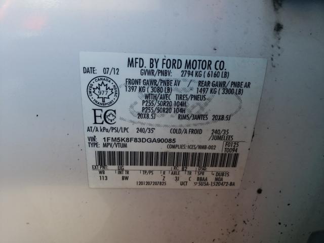 Photo 9 VIN: 1FM5K8F83DGA90085 - FORD EXPLORER L 