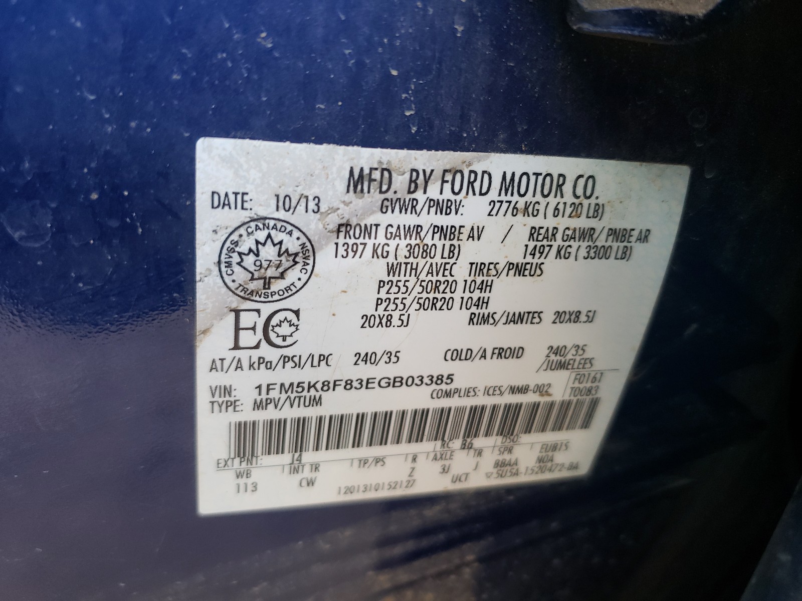 Photo 9 VIN: 1FM5K8F83EGB03385 - FORD EXPLORER L 