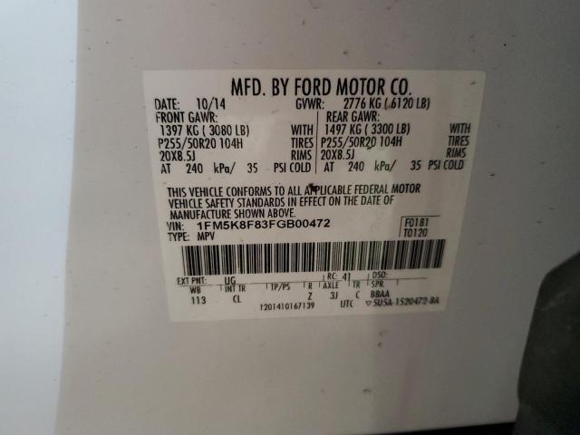 Photo 12 VIN: 1FM5K8F83FGB00472 - FORD EXPLORER L 