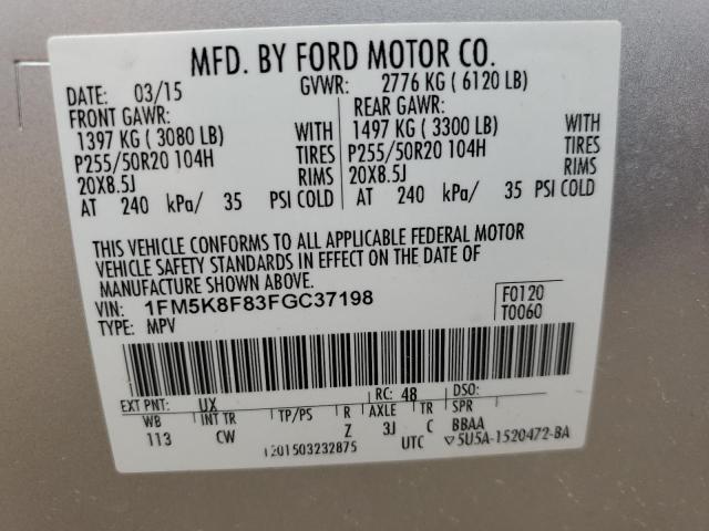 Photo 12 VIN: 1FM5K8F83FGC37198 - FORD EXPLORER L 
