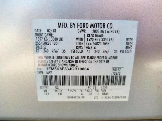 Photo 9 VIN: 1FM5K8F83JGB10864 - FORD EXPLORER L 