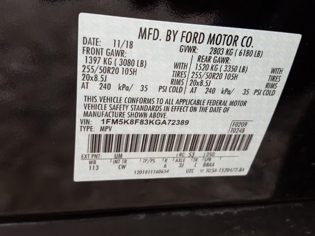 Photo 9 VIN: 1FM5K8F83KGA72389 - FORD EXPLORER L 