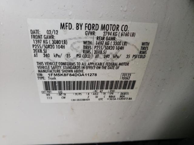 Photo 12 VIN: 1FM5K8F84DGA11278 - FORD EXPLORER L 