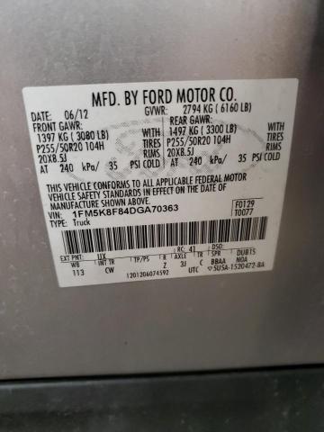 Photo 12 VIN: 1FM5K8F84DGA70363 - FORD EXPLORER 