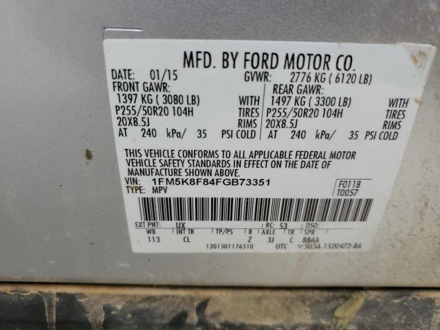 Photo 12 VIN: 1FM5K8F84FGB73351 - FORD EXPLORER 