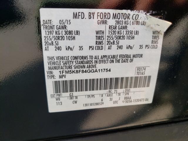 Photo 9 VIN: 1FM5K8F84GGA11754 - FORD EXPLORER L 