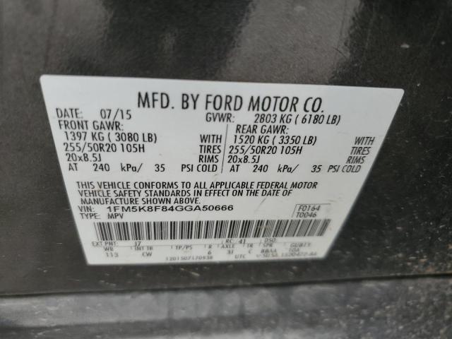 Photo 12 VIN: 1FM5K8F84GGA50666 - FORD EXPLORER L 