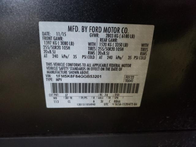 Photo 9 VIN: 1FM5K8F84GGB53201 - FORD EXPLORER 