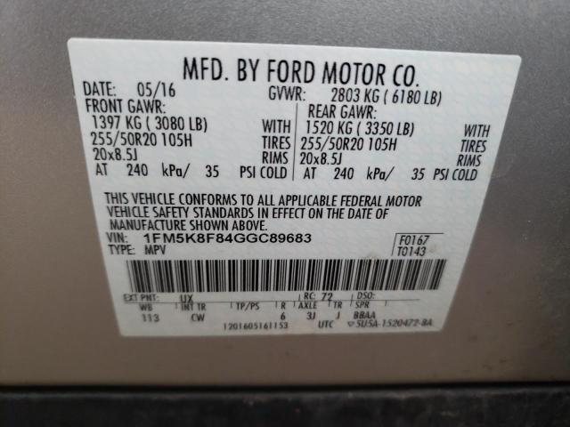 Photo 9 VIN: 1FM5K8F84GGC89683 - FORD EXPLORER L 