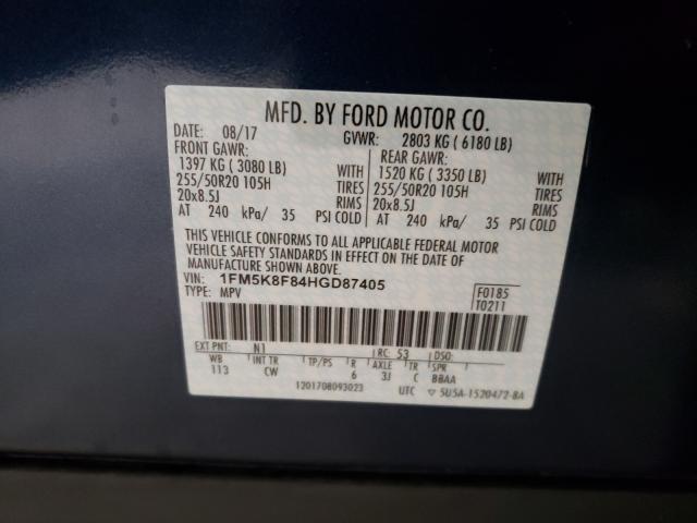 Photo 9 VIN: 1FM5K8F84HGD87405 - FORD EXPLORER L 