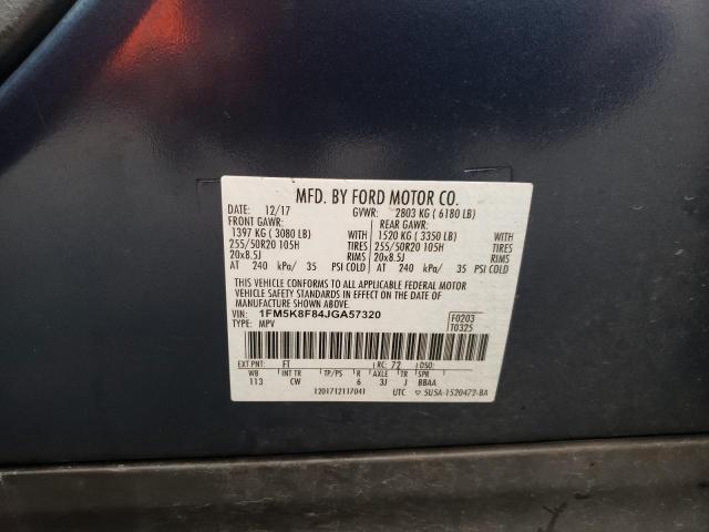 Photo 9 VIN: 1FM5K8F84JGA57320 - FORD EXPLORER L 