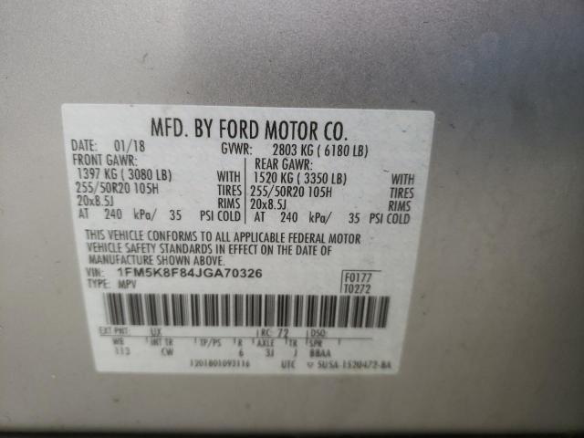 Photo 9 VIN: 1FM5K8F84JGA70326 - FORD EXPLORER L 