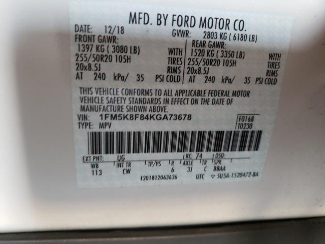 Photo 9 VIN: 1FM5K8F84KGA73678 - FORD EXPLORER 