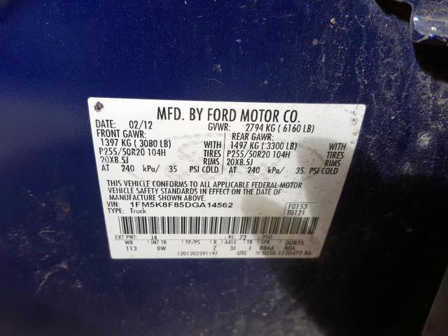 Photo 9 VIN: 1FM5K8F85DGA14562 - FORD EXPLORER L 