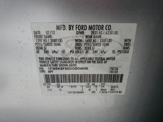 Photo 12 VIN: 1FM5K8F85DGB04696 - FORD EXPLORER L 