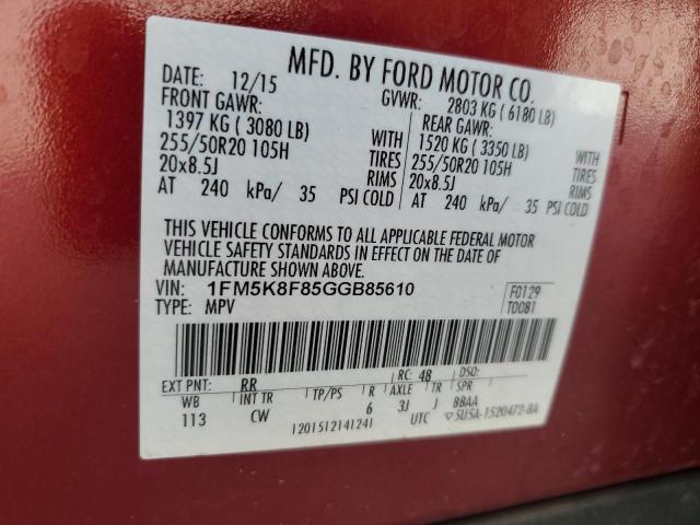 Photo 9 VIN: 1FM5K8F85GGB85610 - FORD EXPLORER L 