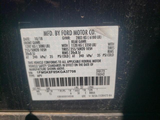 Photo 9 VIN: 1FM5K8F85KGA37708 - FORD EXPLORER L 