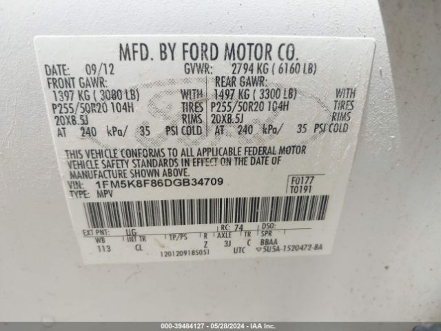 Photo 8 VIN: 1FM5K8F86DGB34709 - FORD EXPLORER 