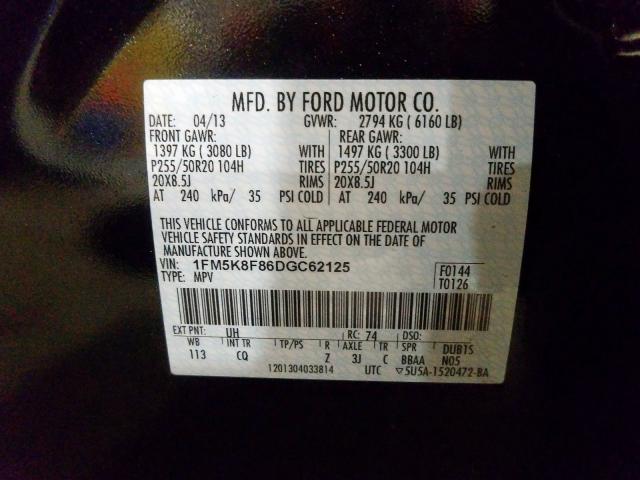 Photo 9 VIN: 1FM5K8F86DGC62125 - FORD EXPLORER L 