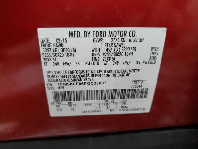 Photo 12 VIN: 1FM5K8F86FGC03837 - FORD EXPLORER L 